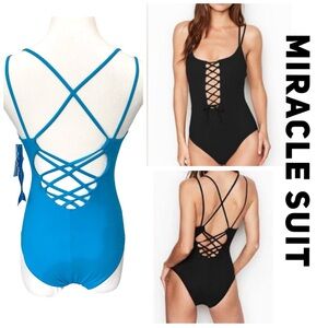 Miracle Suit Skinny Dippers Grotto Blue Suga Babe One-Piece Swimsuit Size S NWT